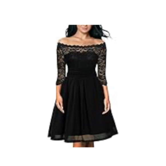 Off-Shoulder Lace Cocktail Dress - Picture 1 of 3